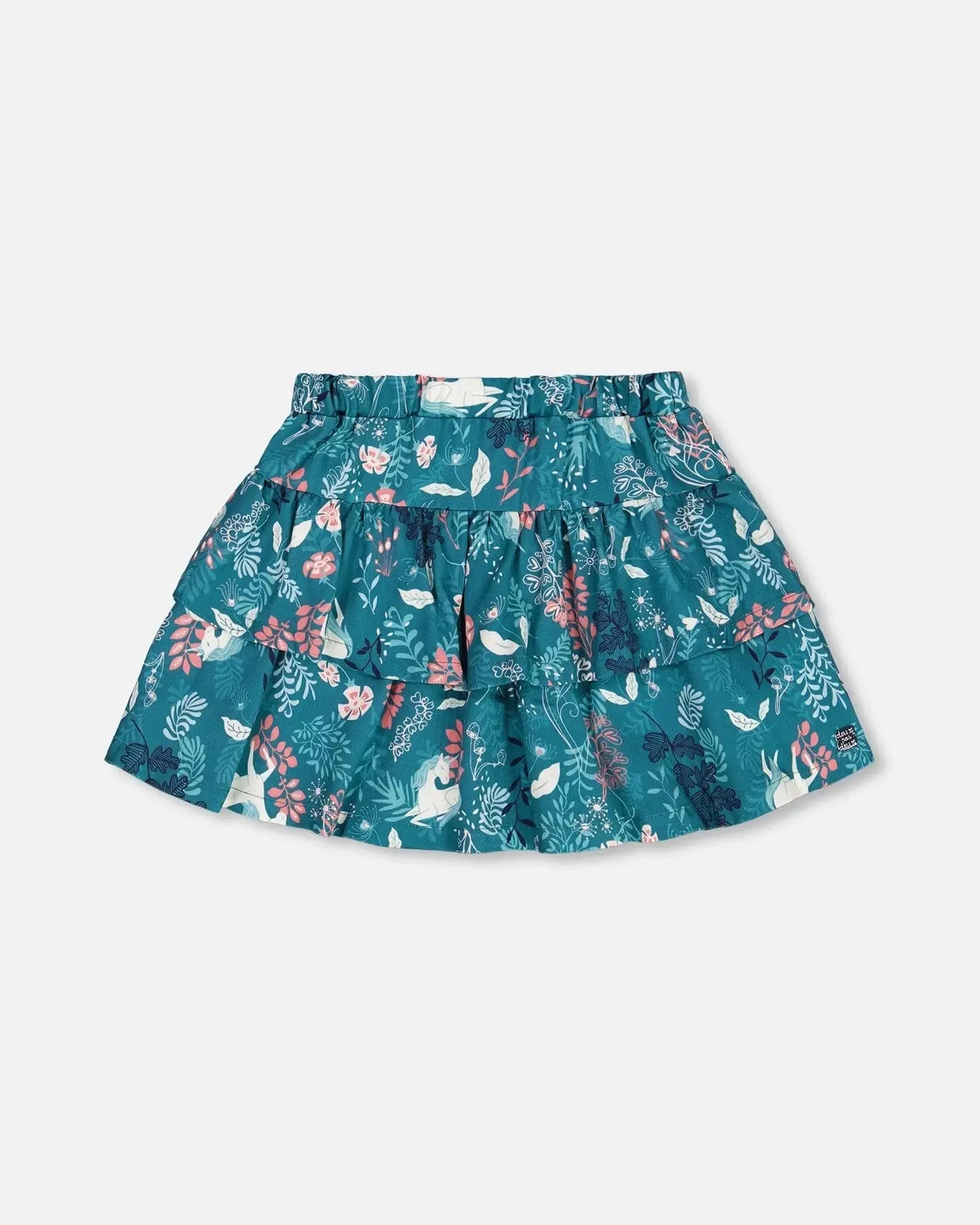 Printed Flare Viscose Skirt Turquoise Printed Fairy Unicorn