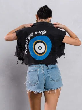 PROTECT YOUR ENERGY Crop Denim Vest