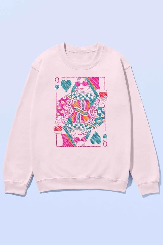 Queen of Hearts Oversized Crew Neck Sweatshirt