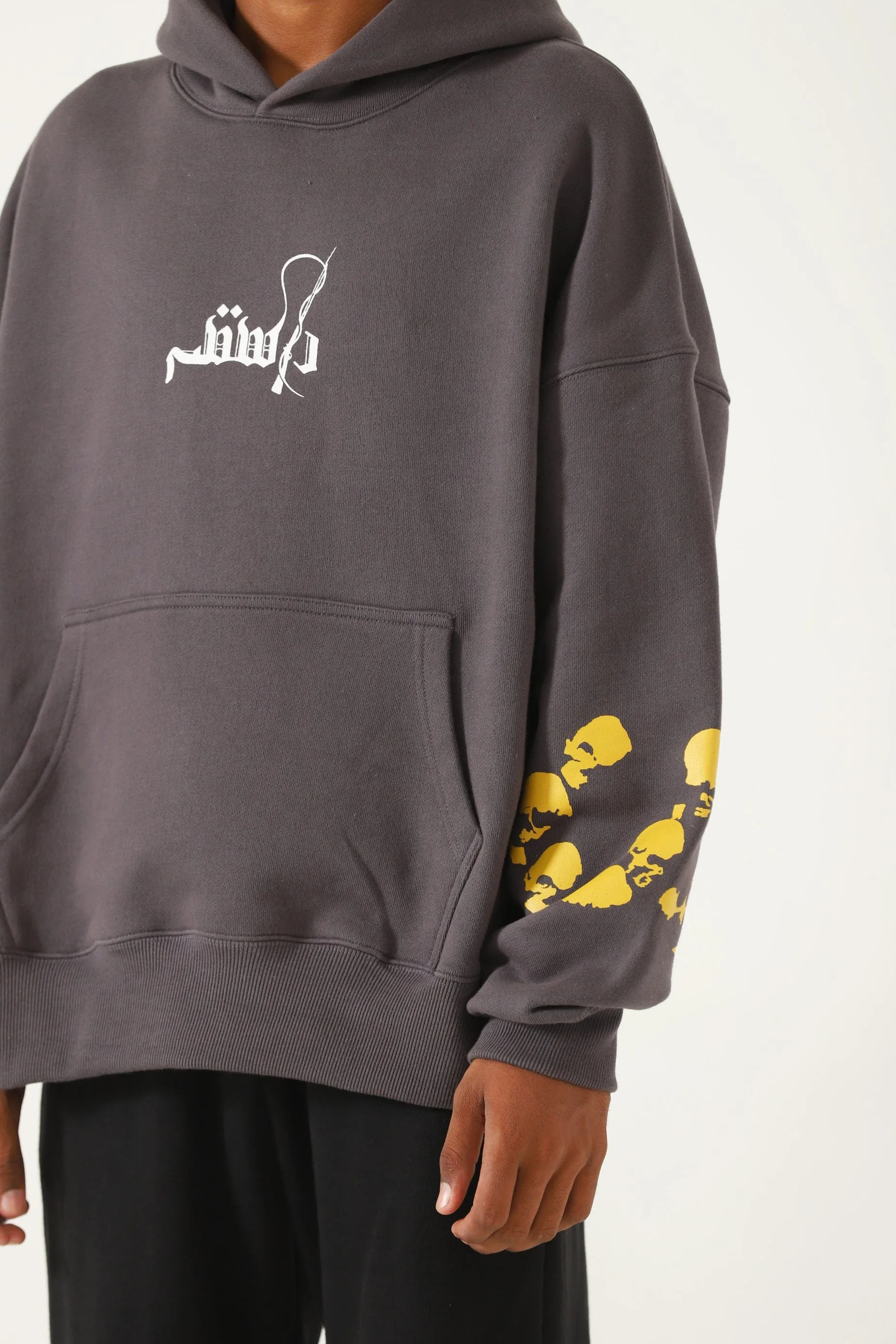 "LOOT LIYA" PATCHWORK GREY HOODIE