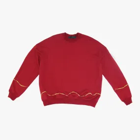 Red Oversized Embroidered Crewneck