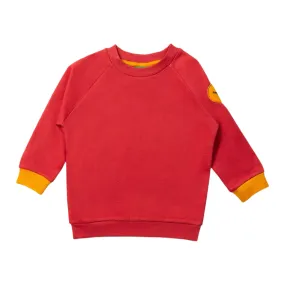 Shoulder Patch Raglan Sweatshirt | Soft Red