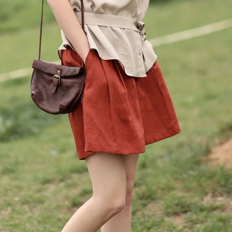 Simple Women linen Shorts Side Pockets SXM97241