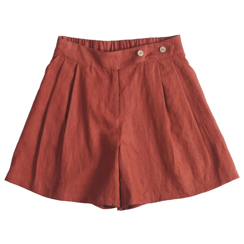 Simple Women linen Shorts Side Pockets SXM97241