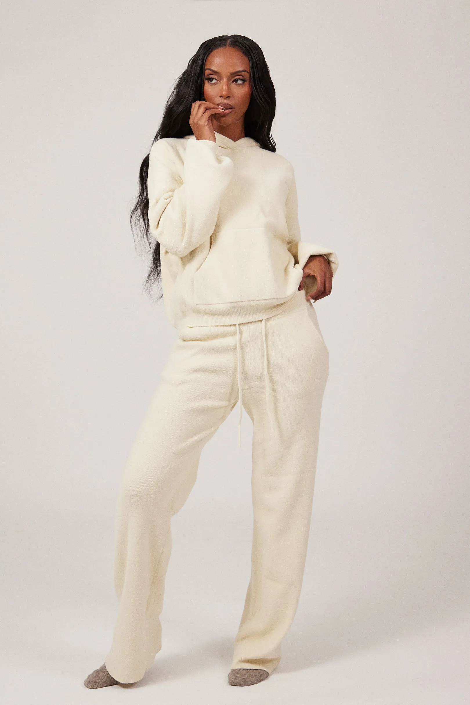 The Mars Soft Knit Straight Leg Joggers - Cream