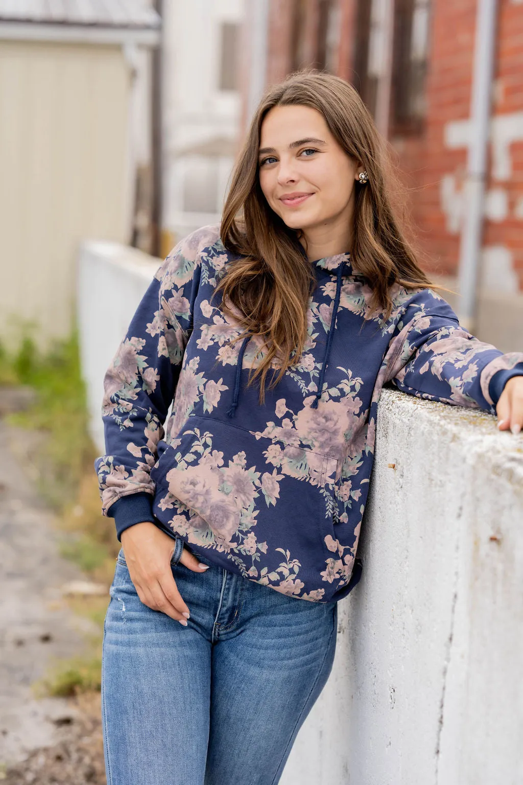 Vintage Floral Hooded Sweatshirt