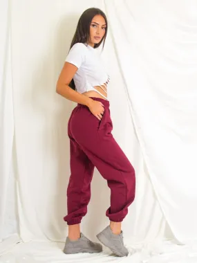 Wine Fleeced Oversized Joggers