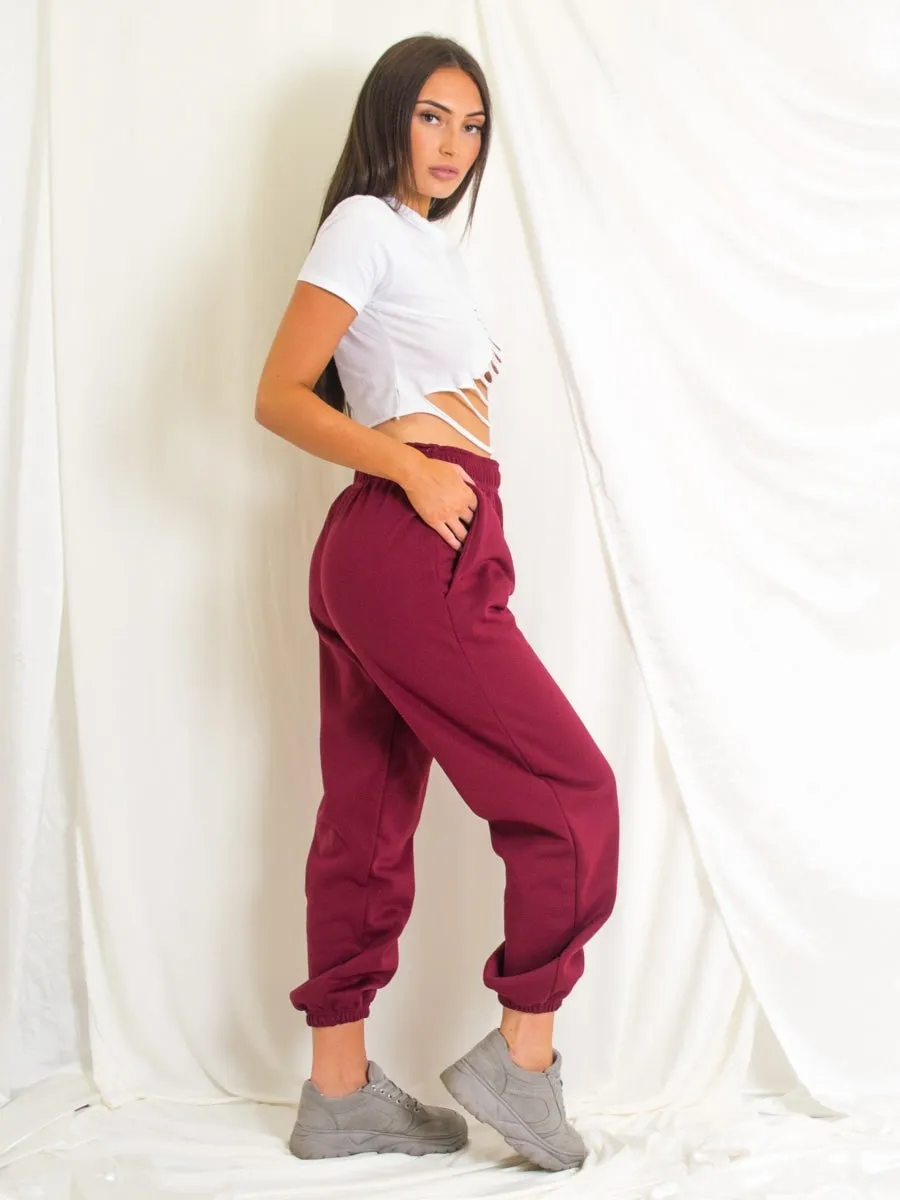 Wine Fleeced Oversized Joggers