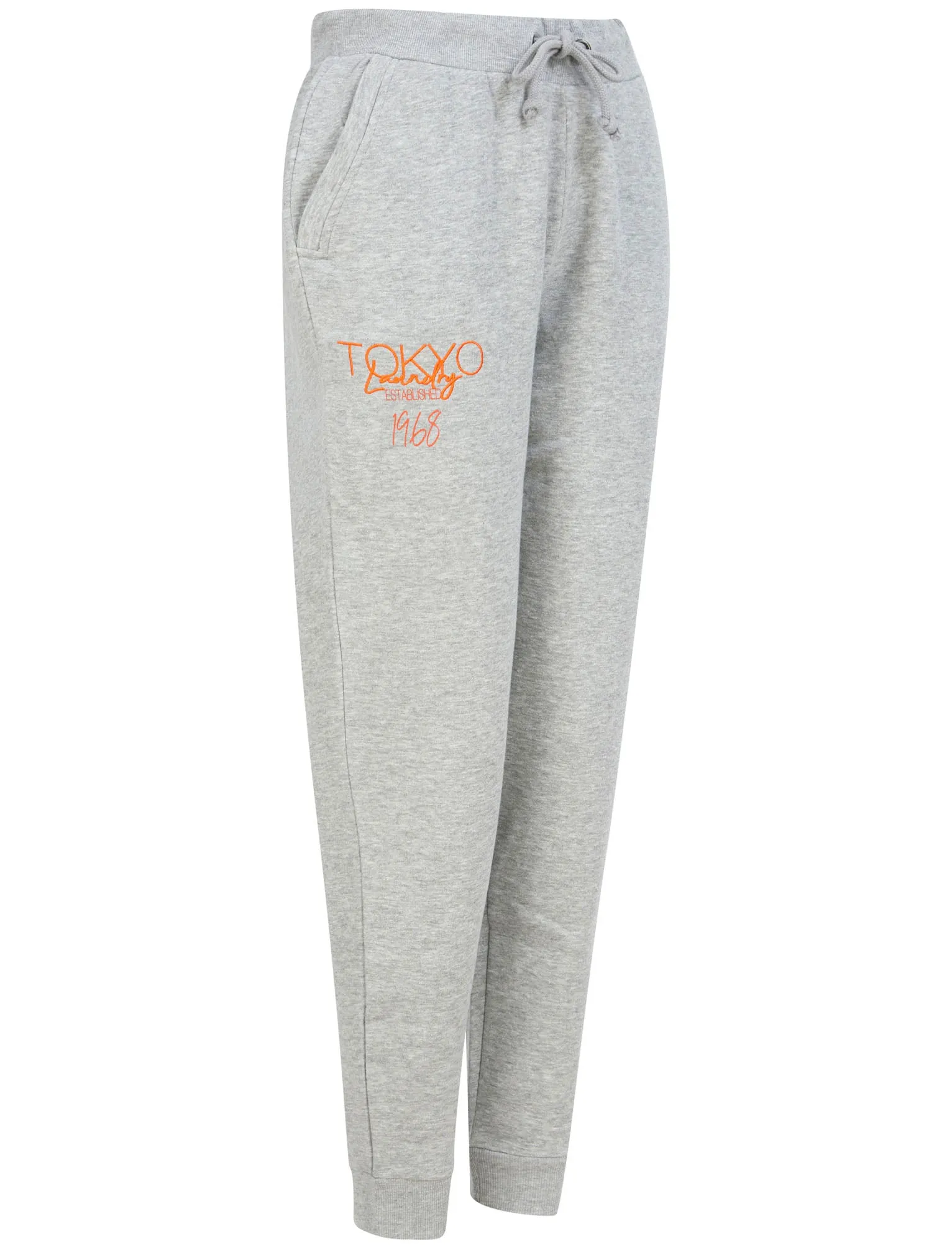 Wyatt Brushback Fleece Cuffed Joggers in Light Grey Marl - Tokyo Laundry