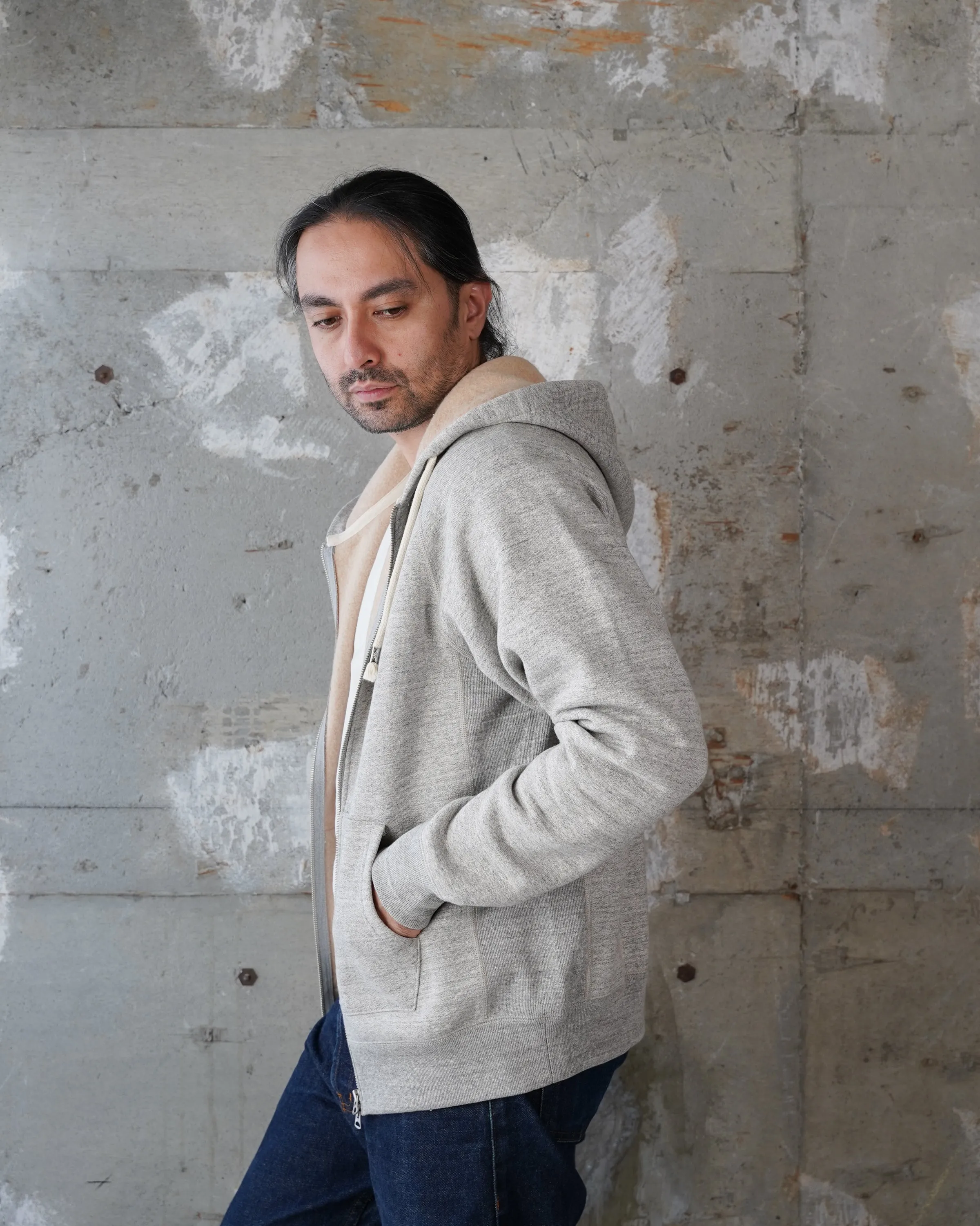 Zip Hoodie - Fleeced Foxfibre® - Heather Grey